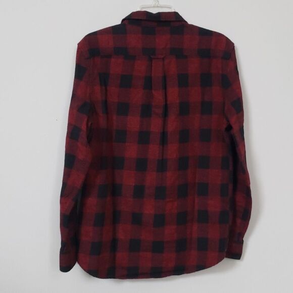 Kenneth Cole Shirt Mens Size Large Flannel Black Red Buffalo Plaid - Picture 4 of 8